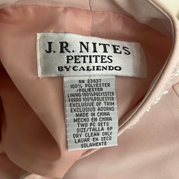 JR Nites Dress & Jacket Formal Size 6 & 8 Petite Beaded 2 Piece Pink Blush Rose - Picture 11 of 14